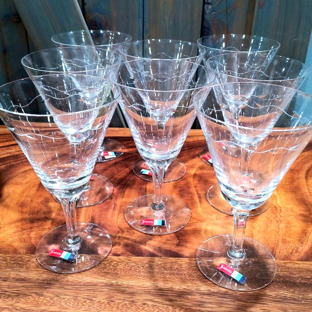 669. Vintage Fostoria Crystal Glassware Set of 8 Bridal Belle Goblets